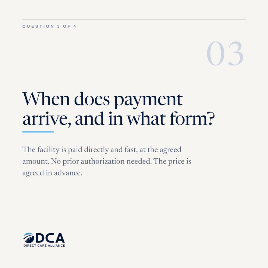 Question three, when does payment arrive.