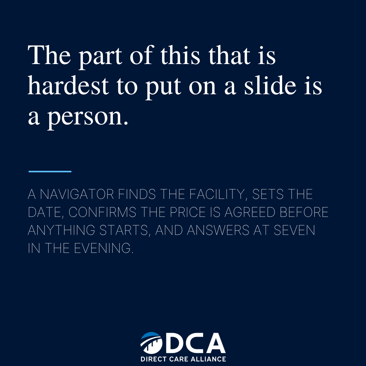 The part of this that is hardest to put on a slide is a person.