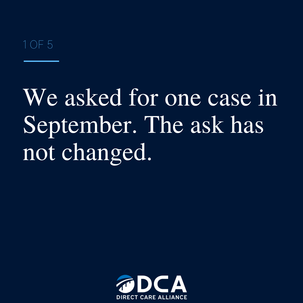 We asked for one case in September. The ask has not changed.